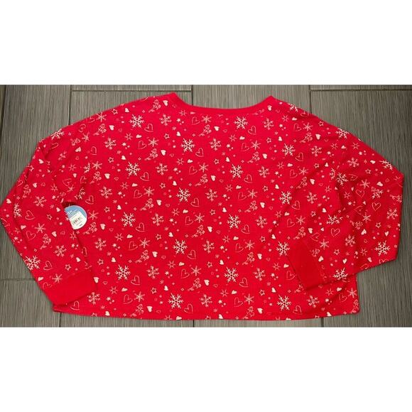 Arizona Body Juniors Waffle Long Sleeve 2pc. Shorts Pajama Set Red Heart XXL NWT - Picture 7 of 10